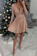 Febedress Wrap V Neck Waisted Sequin Mini Party Dress