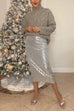 Febedress Elastic Waist Christmas Sequin Midi Skirt