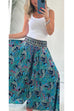 Febedress Elastic Waist Wide Leg Palazzo Printed Casual Pants