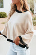 Febedress Crewneck Drop Shoulder Color Block Knit Sweater