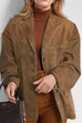 Febedress Single Breasted Pocketed Suede Jacket