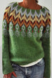 Febedress Round Neck Feather Pattern Slouchy Fall Sweater(in 2 Colors)