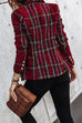 Febedress Double Breasted Open Front Plaid Blazer Jacket