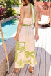 Febedress Palm Canyon Print Criss Cross Halter Maxi Dress