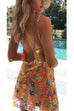 Febedress Chain Strap Backless Sequin Floral Mini Cami Dress