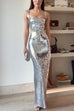 Febedress Sleeveless Open Back Sequin Bodycon Maxi Party Dress