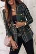 Febedress Double Breasted Open Front Plaid Blazer Jacket