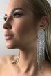 Febedress Sparkly Luxury Rhinestone Dangle Tassel Earrings