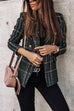 Febedress Double Breasted Open Front Plaid Blazer Jacket