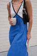 Febedress V Neck Color Block Sleeveless Maxi Swing Dress