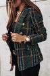 Febedress Double Breasted Open Front Plaid Blazer Jacket