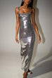 Febedress Sleeveless Open Back Sequin Bodycon Maxi Party Dress