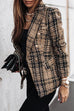 Febedress Double Breasted Open Front Plaid Blazer Jacket