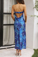 Febedress Strapless Scooped Cowl Backless Floral Print Maxi Dress