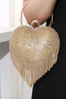 Febedress Luxury Heart Shape Rhinestones Tassel Evening Handbag