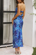 Febedress Strapless Scooped Cowl Backless Floral Print Maxi Dress