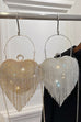 Febedress Luxury Heart Shape Rhinestones Tassel Evening Handbag