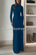 Long Sleeves Draped Slit Maxi Party Dress(7 Colors Available!)