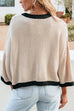 Febedress Crewneck Drop Shoulder Color Block Knit Sweater