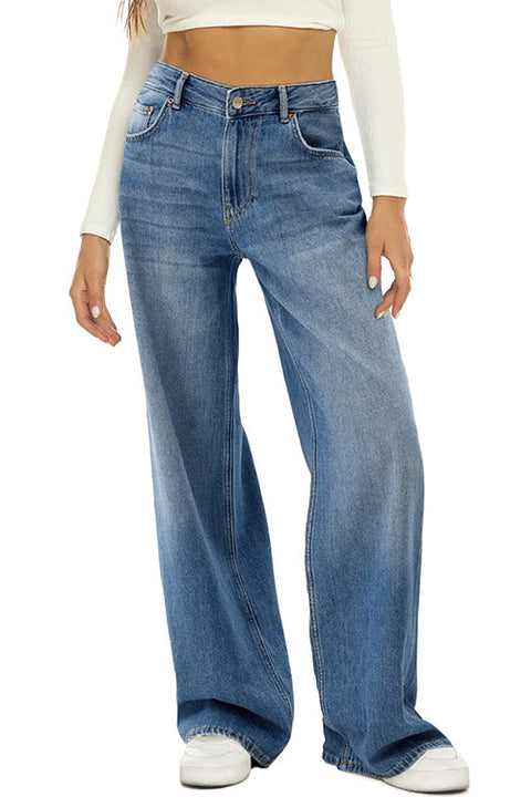 Febedress Casual Wide Leg Distressed Denim Pants