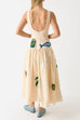 Febedress Sleeveless Tropic Print Open Back Ruffle Maxi Dress