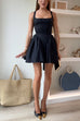 Febedress Square Neck Bow Knot Backless Mini Dress