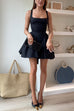 Febedress Square Neck Bow Knot Backless Mini Dress