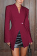 Febedress Chic V Neck Single Button Irregular Blazer