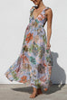 Febedress Sleeveless V Neck Floral Print Maxi Holiday Dress