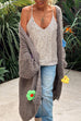 Febedress Flower Applique Open Front Slouchy Midi Sweater Cardigan(in 3 Colors)