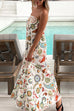 Strapless Paisley Print Swing Maxi Holiday Dress