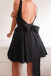 Febedress Square Neck Bow Knot Backless Mini Dress