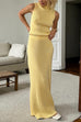 Febedress Cowl Neck Sweater Top and Elastic Waist Maxi Skirt Set