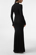 Febedress Mockneck Long Sleeves High Slit Bodycon Maxi Dress