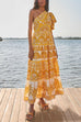 Febedress One Shoulder Flutter Sleeve Tiered Printed Maxi Dress