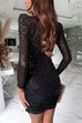 Febedress Mesh V Neck Ruched Sequin Bodycon Mini Party Dress