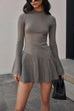 Febedress Mockneck Bell Sleeves Ruffle Mini Sweater Dress