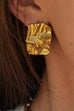 Febedress Textured Gold Rectangle Stud Earrings