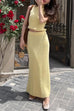 Febedress Cowl Neck Sweater Top and Elastic Waist Maxi Skirt Set