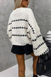 Febedress Lantern Sleeves Color Block Chunky Knit Sweater