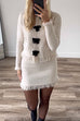 Febedress Crewneck Frayed Hem Pocketed Bow Sweater