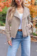 Febedress Zip Up Pocketed Faux Suede Moto Jacket(in 7 Colors)