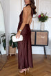 Febedress Halter Backless Satin Maxi Party Dress