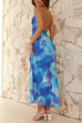 Spaghetti Strap Open Back Floral Print Maxi Dress