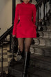 Febedress Mockneck Long Sleeves Waisted Mini Dress