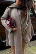 Febedress Button Down Pocketed Winter Knit Coat with Scarf