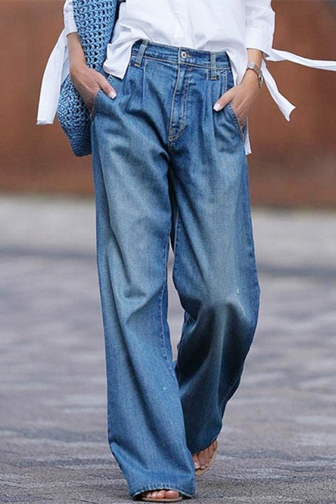 Febedress Vintage Wide Leg Distressed Denim Pants