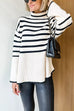 Febedress Turtleneck Side Split Striped Sweater