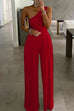 Febedress One Shoulder Sleeveless Maxi Wide Leg Jumpsuit