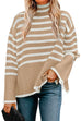 Febedress Turtleneck Side Split Striped Sweater